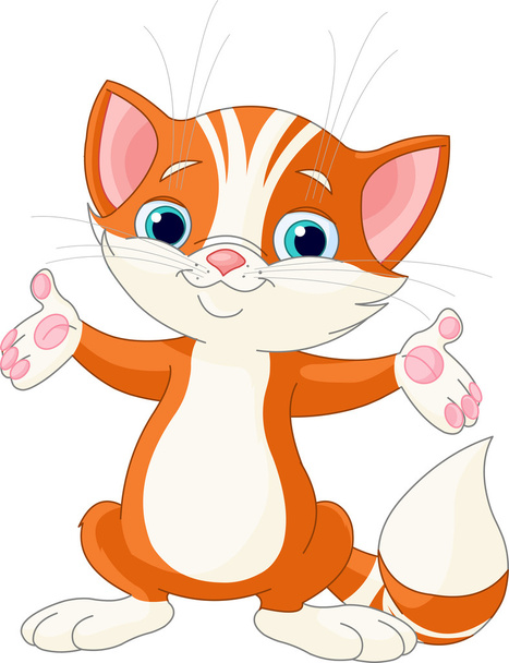 Red Kitten raising his hands - Vektor, kép