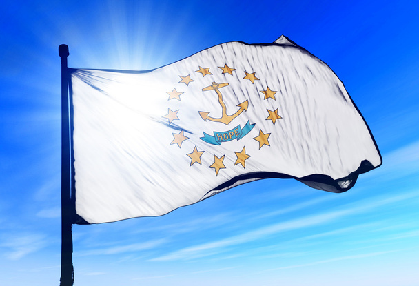 Bandera de Rhode Island (USA) ondeando al viento
 - Foto, Imagen