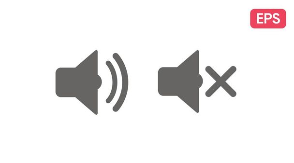 Icono de sonido vectorial, conexión y desconexión del altavoz. Sonido encendido y sonido apagado icono - Vector, Imagen