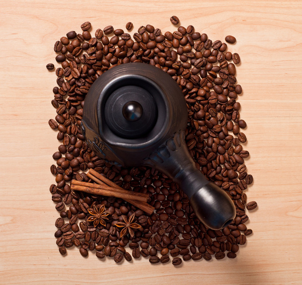 koffie en koffiebonen - Foto, afbeelding
