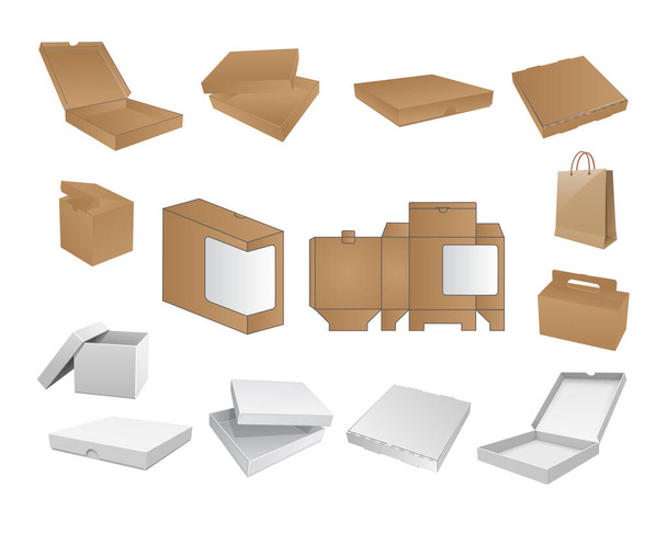 Kutu Paketi Teslimat Tasarım Paketi - Vektör, Görsel