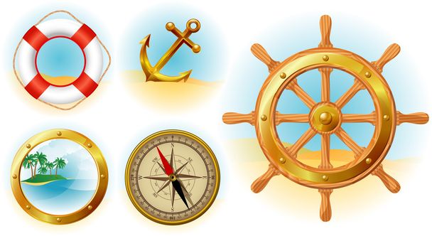 Nautical icons set. - Vector, imagen