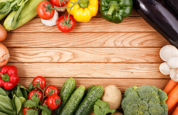 Vegetables on wood background - Foto, Imagen