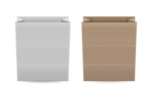 Conjunto de sacos de compras vazios isolados em fundo branco, saco de compras em estilo realista, ilustração vetorial - Vetor, Imagem