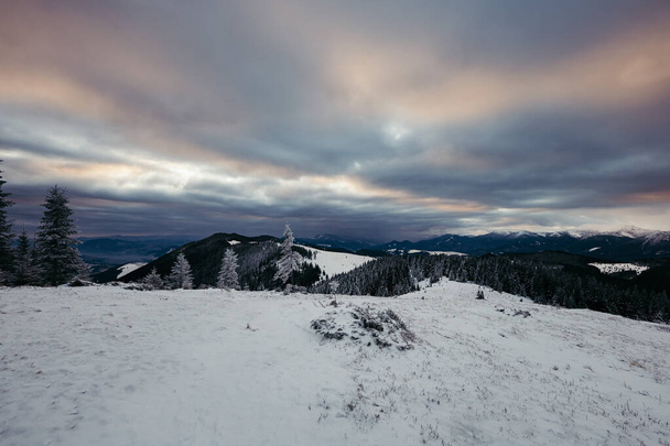 Uma neve um campo coberto uma montanha - Foto, Imagem