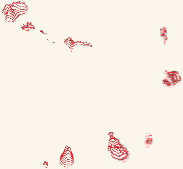 Carte topographique du Cap-Vert avec lignes de contour rouges et fond beige - Vecteur, image