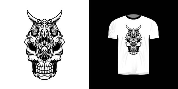 skull illustration for t-shirt design, sticker design - Vector, Image