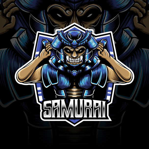 logo esport z ikoną głowy samuraja caracter - Wektor, obraz