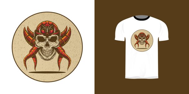 cyborg skull illustration for t-shirt design, sticker design - Vector, Image