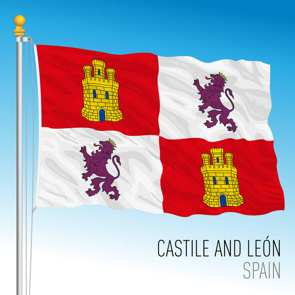 Кастилія і Леон регіональний прапор, автономне співтовариство Іспанії, Європейський Союз, векторна ілюстрація - Вектор, зображення