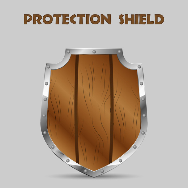 Wooden shield - Vector, Image