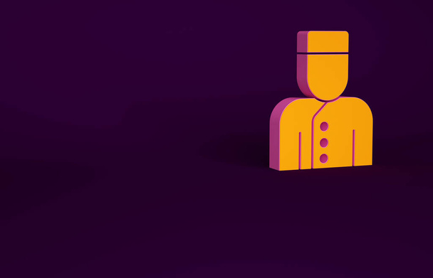 Ікона Orange Concierge ізольована на фіолетовому тлі. Концепція мінімалізму. 3D-рендеринг. - Фото, зображення