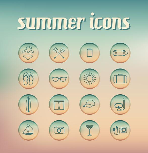 Summer retro set of icons. - Vector, Image