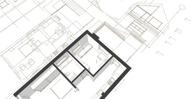  house architectural project sketch 3d - Photo, Image