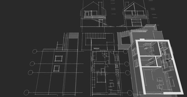  casa progetto architettonico schizzo 3d - Foto, immagini