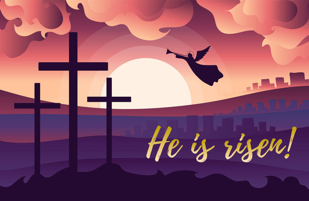 He is risen. Easter greeting card. Vector illustration - Vector, Image