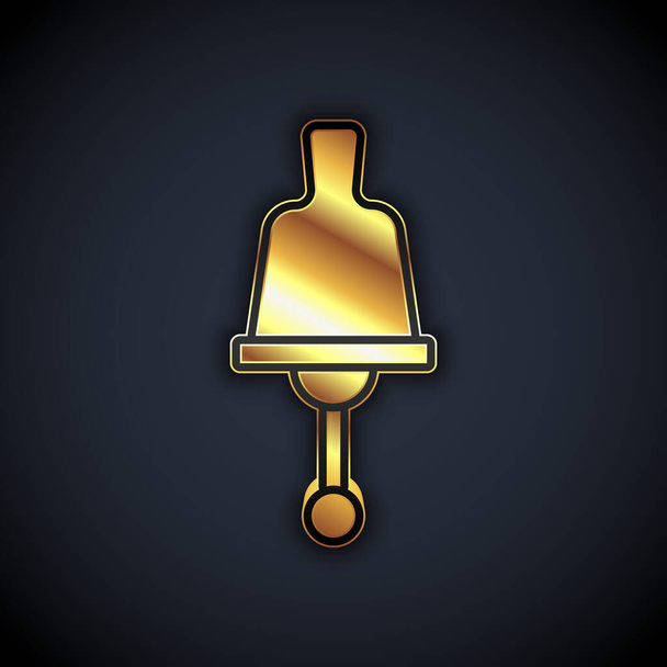 Sonnerie d'or icône cloche isolée sur fond noir. Symbole d'alarme, cloche de service, panneau de cloche, symbole de notification. Vecteur - Vecteur, image