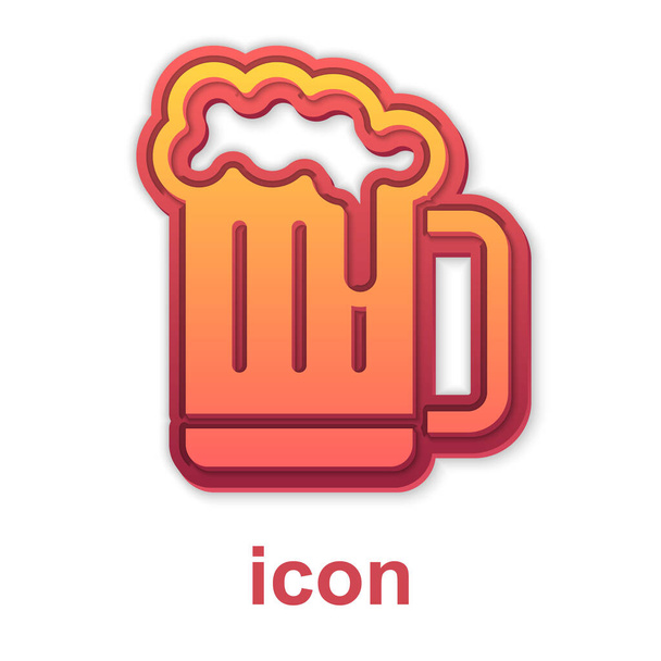 Oro Icono de taza de cerveza de madera aislado sobre fondo blanco. Vector - Vector, Imagen