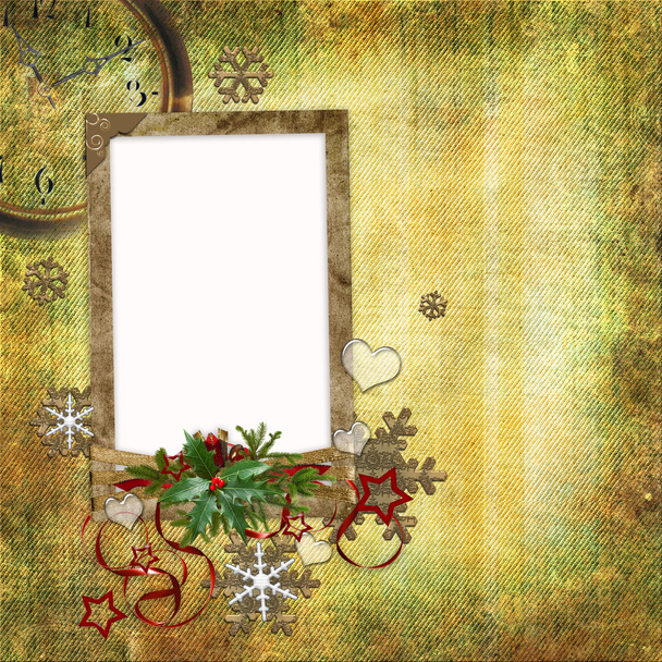 Christmas card in ancient style for a photo, congratulations and - Foto, imagen
