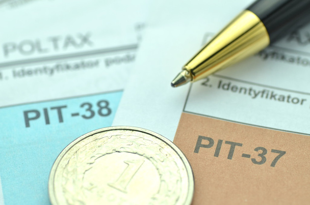 Closeup of polish tax forms - 写真・画像
