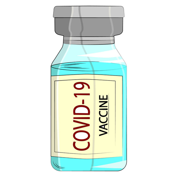 Icona isolata della fiala di vaccino Covid-19 in linea. Una semplice immagine del flacone del medicinale con un vaccino contro il virus covid-19. - Vettoriali, immagini