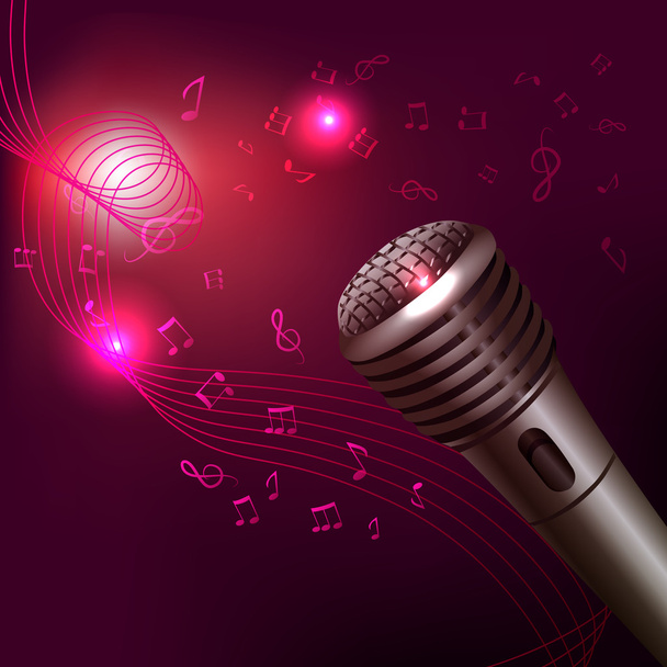 Music background with microphone - Vector, Image