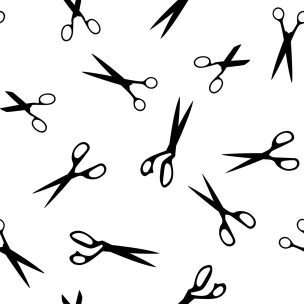 Seamless pattern with different black scissors.  - Vector, Image
