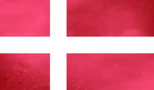 Bandera de Dinamarca con textura grunge ondeante. Fondo vectorial. - Vector, imagen