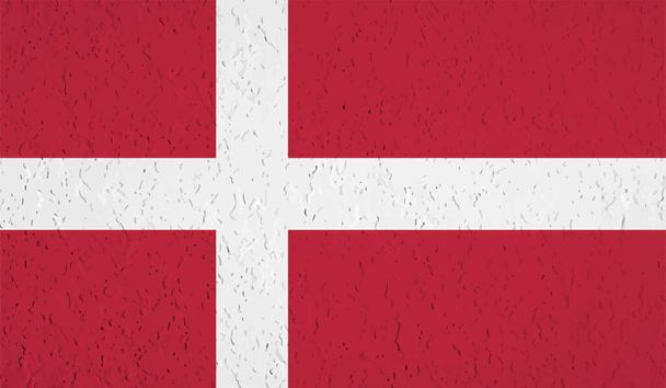 Bandera de Dinamarca con textura grunge ondeante. Fondo vectorial. - Vector, imagen