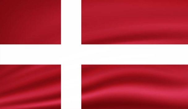 Dänemark-Flagge mit wehender Grunge-Textur. Vektorhintergrund. - Vektor, Bild