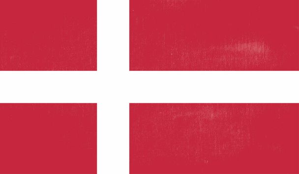 Dänemark-Flagge mit wehender Grunge-Textur. Vektorhintergrund. - Vektor, Bild