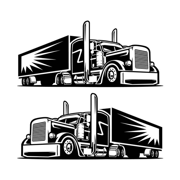 Semi truck trailer front side view vector isolated - Vector, Image