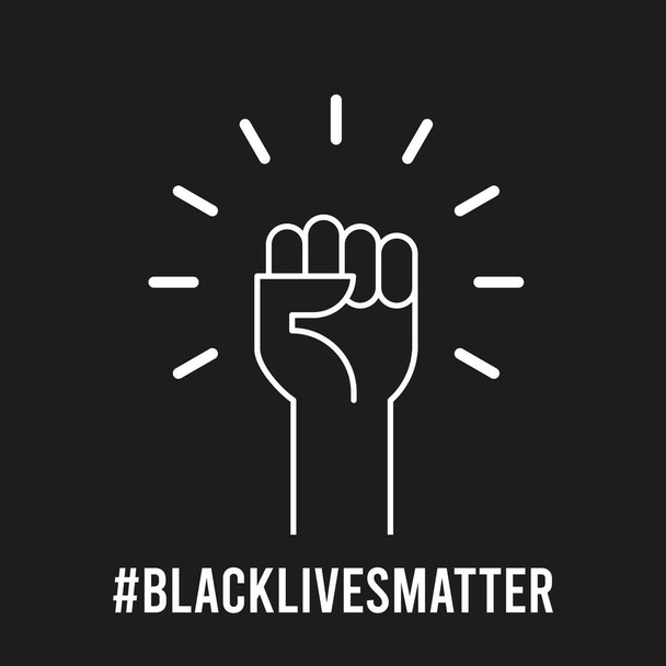 Siyahların hayatı önemlidir. Yumruğunu kaldır. Birlik kavramı, devrim, şiddet yok. Vektör illüstrasyonu, düz tasarım - Vektör, Görsel