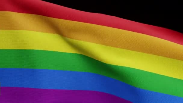 Ilustracja 3D Kanał alfa flagi dumy gej machającej na wietrze. Tęczowy baner LGBT dmuchany, miękki i gładki jedwab. Tkanina tkanina tekstury chorąży tło. Wykorzystanie na dzień narodowy i imprezy koncepcji.-Dan - Materiał filmowy, wideo
