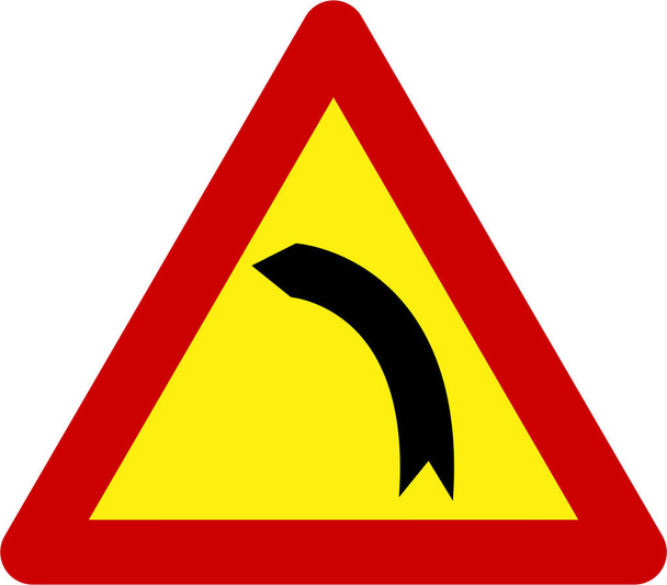 Znak ostrzegawczy z symbolem lewego zakrętu - Zdjęcie, obraz