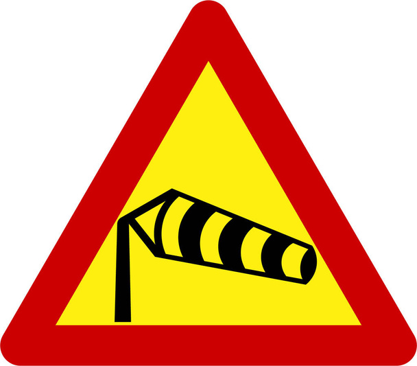 Señal de advertencia con símbolo de vientos cruzados - Foto, Imagen