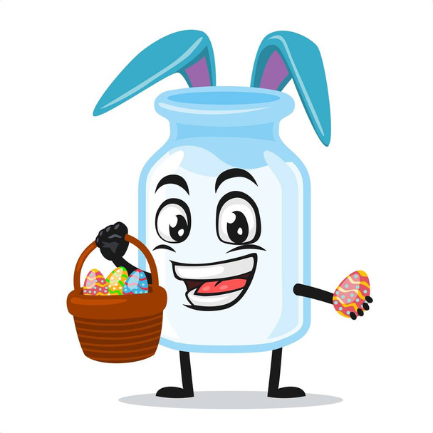vector ilustración de la mascota de la leche con sombrero de conejo - Vector, Imagen