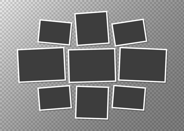 Vorlagen Collage-Rahmen für Foto auf transparentem Hintergrund. Fotorahmenvorlage für Montage. Vektor - Vektor, Bild