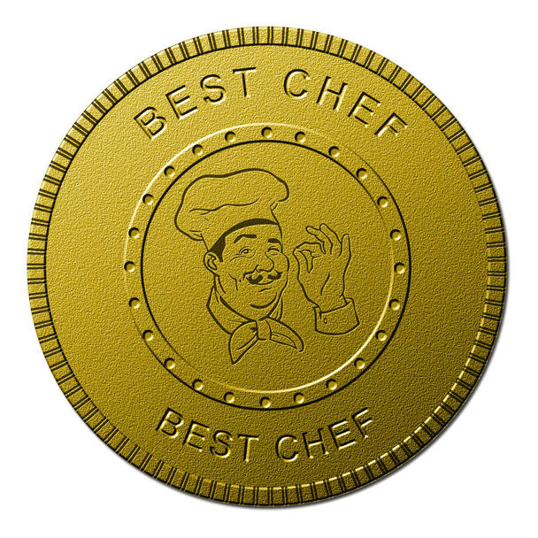 Gouden munt met chef-kok symbool de beste chef-kok munt voor winnaar in cocking - Foto, afbeelding