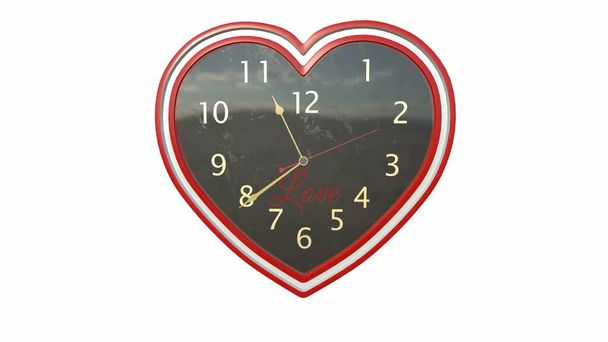 Imagem conceito - Relógio de alarme com cada hora definida no amor 3d-ilustration3d-renderização. - Foto, Imagem
