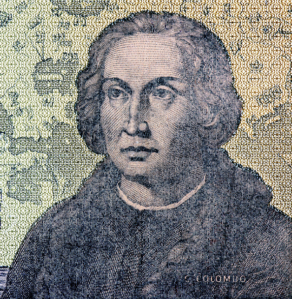 Christopher Columbus, Portrait from Italy 5000 Lire 1973 Banknotes. - Photo, Image
