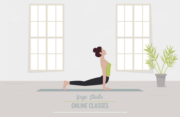 Online-Kurse. Yoga-Kurse. Banner für ein Yogastudio. Illustration - Foto, Bild