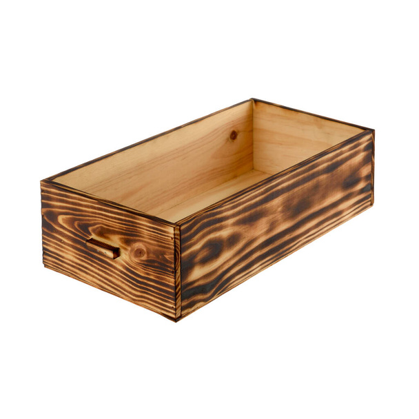Boîte à caisses en bois vide isolée sur blanc - Photo, image