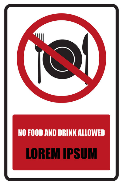 No food or drink. No food or drink area sign.Do not eat or drink sign. No eating or drinking, prohibition sign. warning sign.Vector EPS 10. - Vector, Image