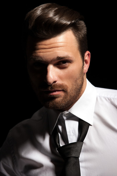 Handsome man face with white shirt and tie - Photo, Image