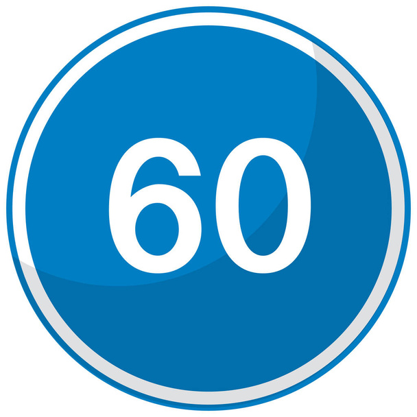 Kék legkisebb sebességhatár 60 útjelző elszigetelt fehér háttér illusztráció - Vektor, kép