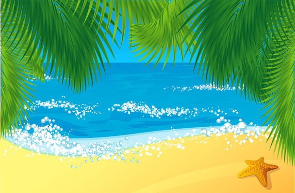 Praia tropical com coqueiros. - Vetor, Imagem