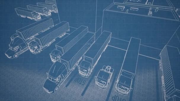 Drawing scheme Large logistics park Construction business concept - Footage, Video