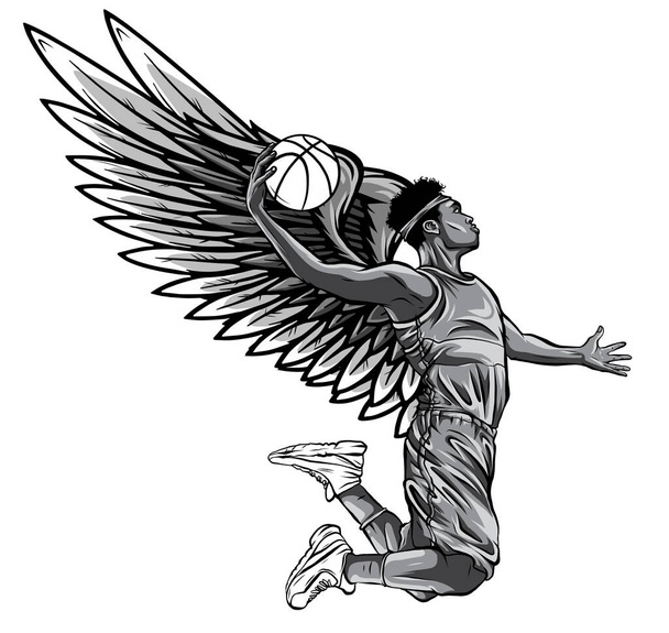 monochromatische basketbalspeler. Vector illustratie gemaakt in onderwerp Tweede wind - Vector, afbeelding