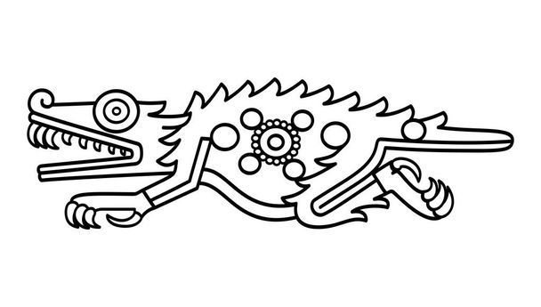 Символ ацтекського крокодила, чорно-білий малюнок. Згаданий у кодексі Лауд у 16 столітті. Також Чіпачтлі, перший день ворожіння. Підпиши крокодилу дорогоцінне каміння на його тілі. Вектор - Вектор, зображення